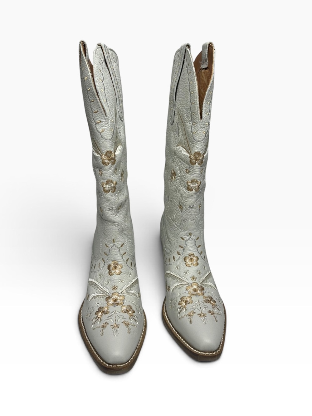 NWB Dingo 1969 Bloom Leather Cowboy Boots white 7 - Picture 8 of 14